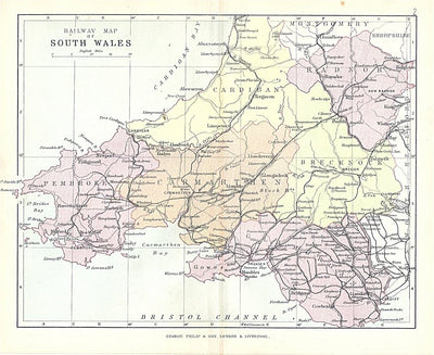 South Wales antique map published 1885