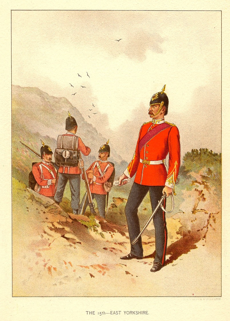 British Army East Yorkshire Regiment antique print 1890