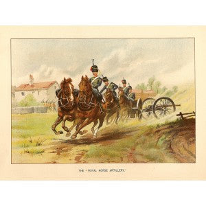 British Army Royal Horse Artillery antique print 1890