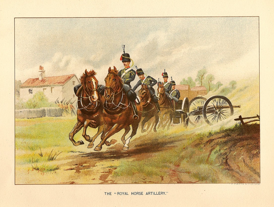 British Army Royal Horse Artillery antique print 1890