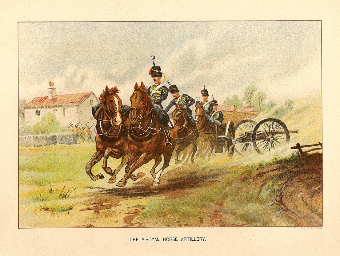 British Army Royal Horse Artillery antique print