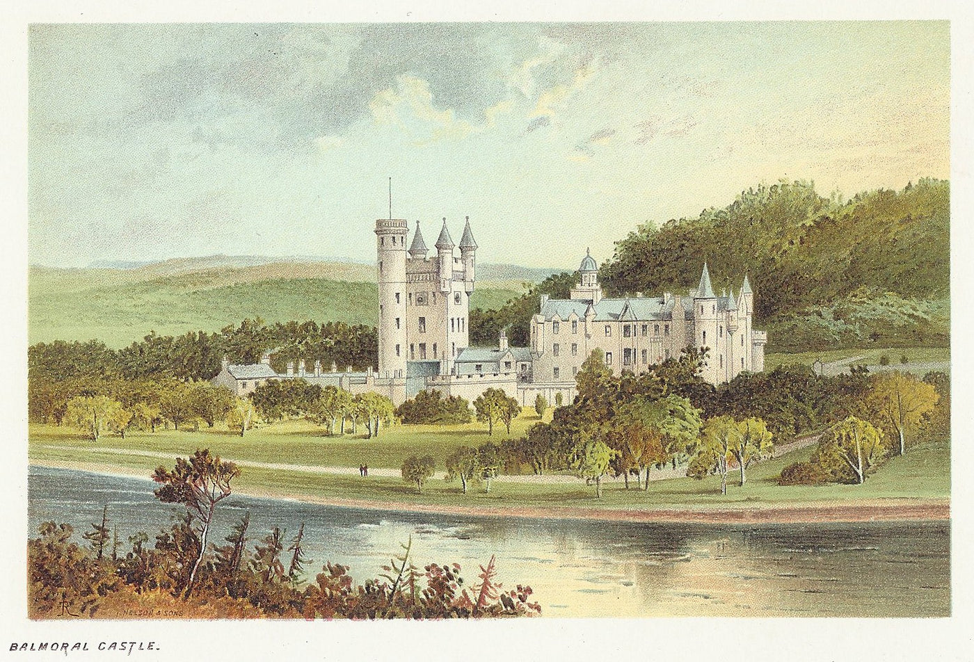 Balmoral Castle Aberdeenshire Scotland guaranteed antique print 1889