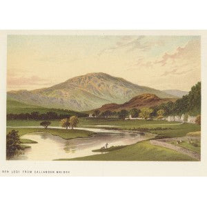 Ben Ledi from Callander Bridge Scotland antique print 1889