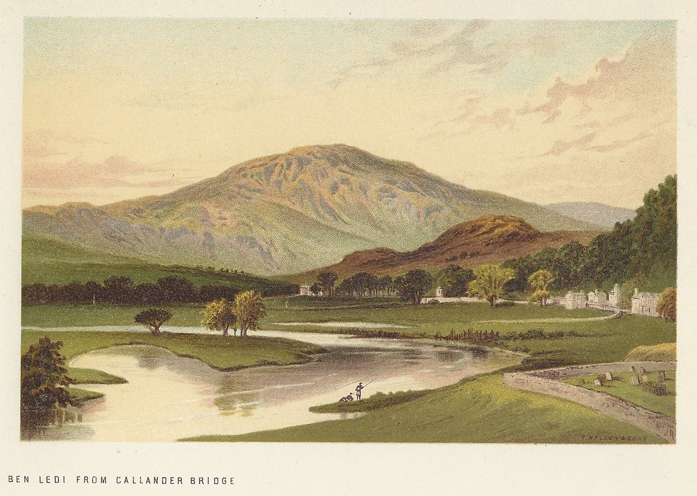 Ben Ledi from Callander Bridge Scotland antique print