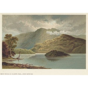 Ben Venue & Ellen's Isle Loch Katrine Scotland antique print 1889