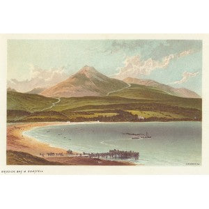 Goatfell & Ben Brodick Bay Scotland antique print 1889