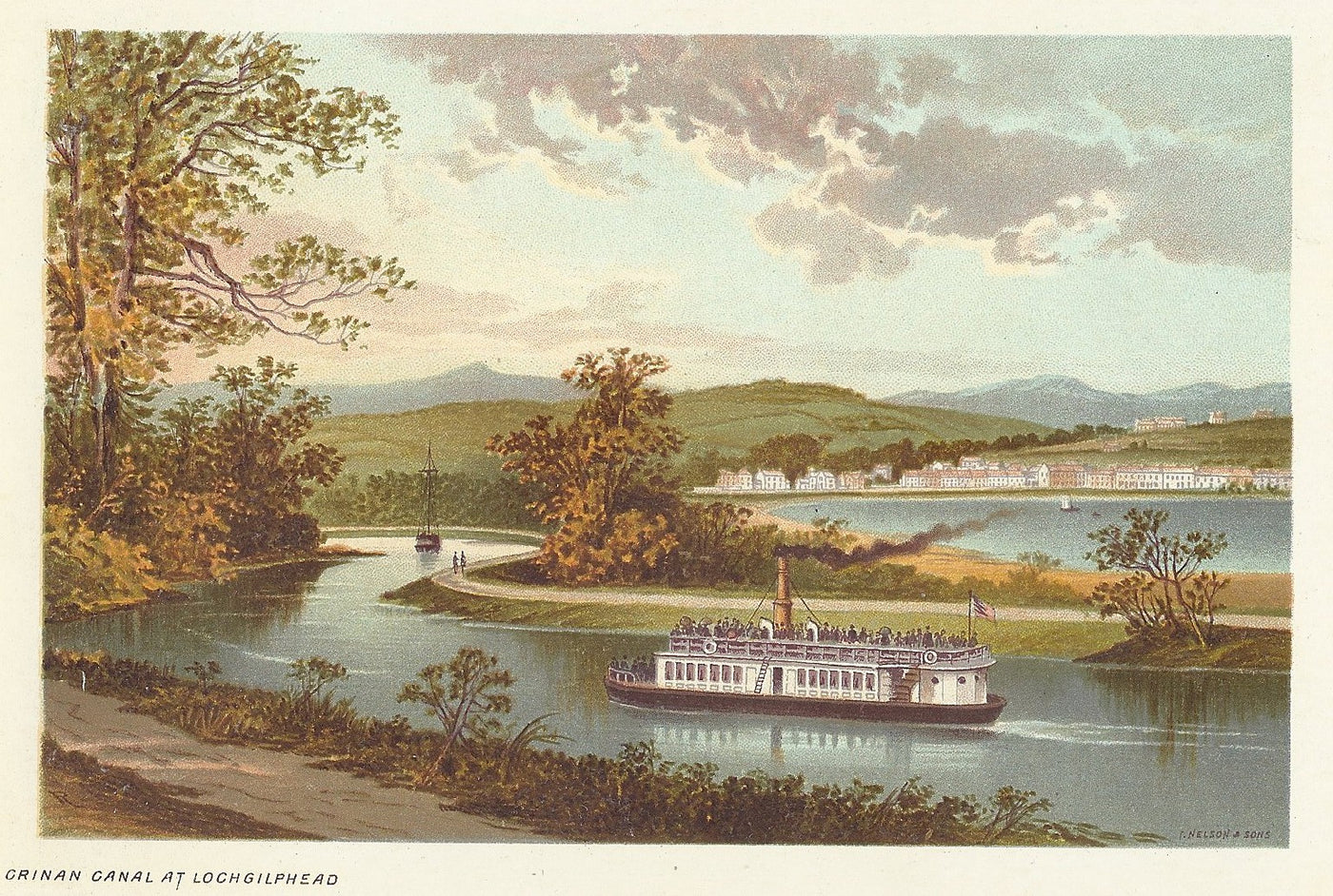Crinan Canal at Lochgilphead Scotland antique print