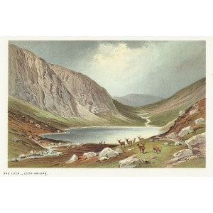 Dhu Loch - Loch-na-gar Scotland guaranteed antique print 1889