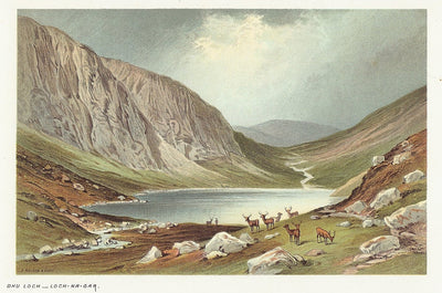 Dhu Loch - Loch-na-gar Scotland guaranteed antique print 1889