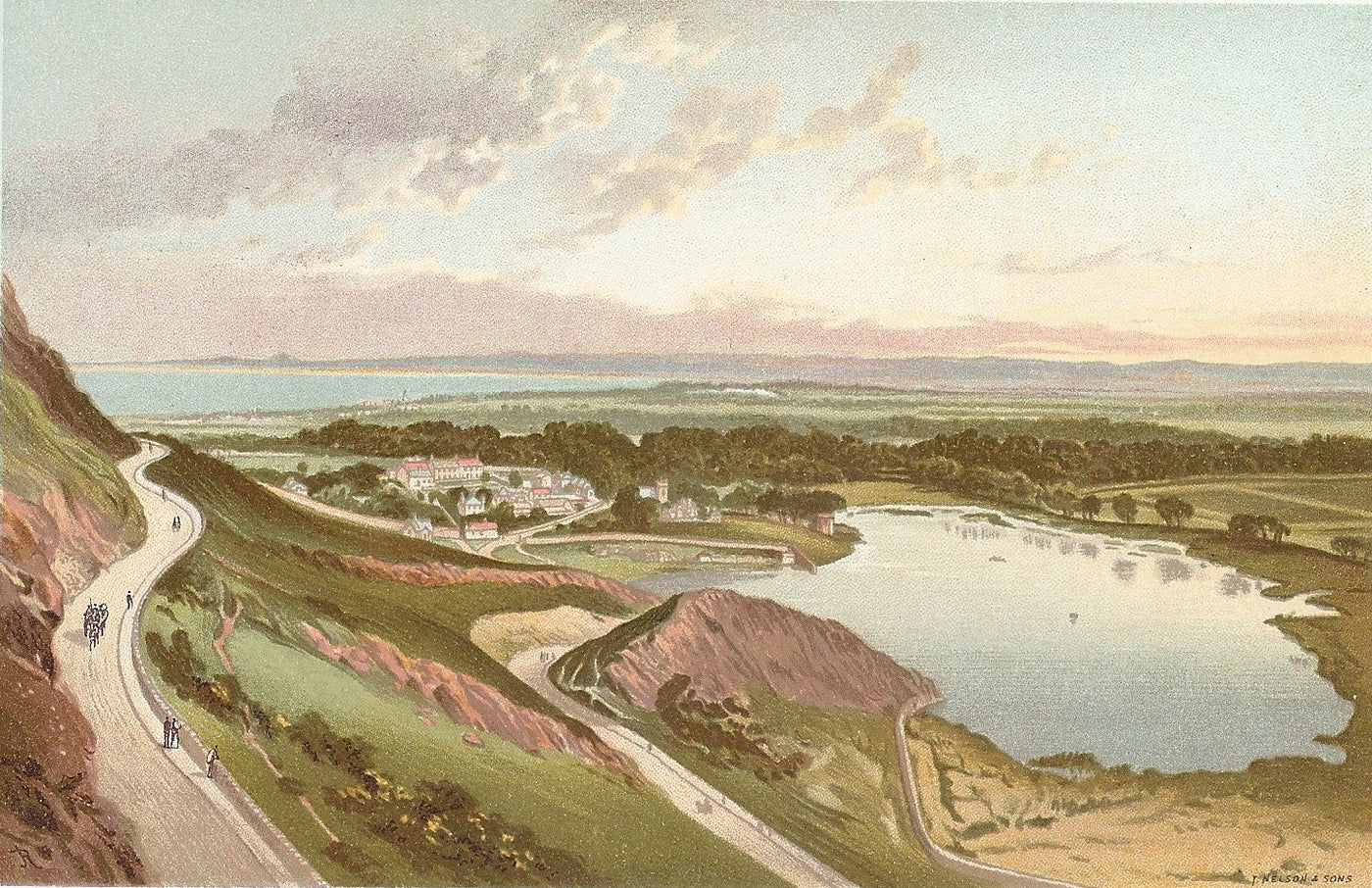 Duddingston from the Queen's Drive Scotland antique print 1889