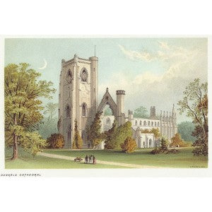 Dunkeld Cathedral Scotland guaranteed antique print 1889