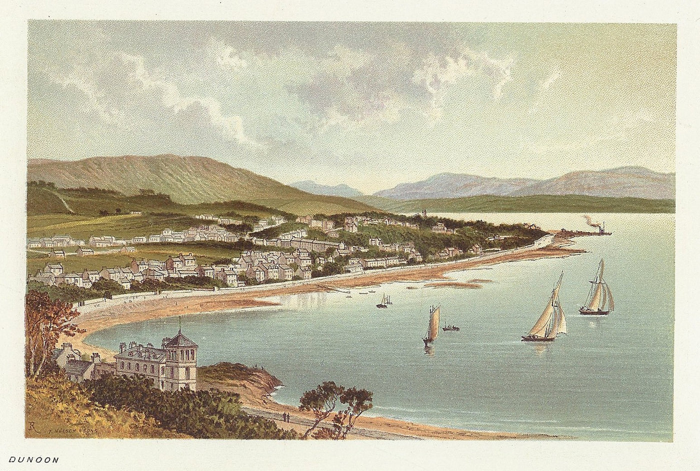 Dunoon Cowal peninsula Scotland antique print 1889
