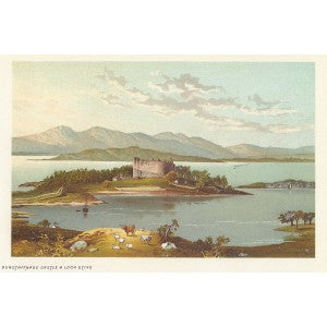 Dunstaffnage Castle  &amp; Loch Etive Scotland antique print