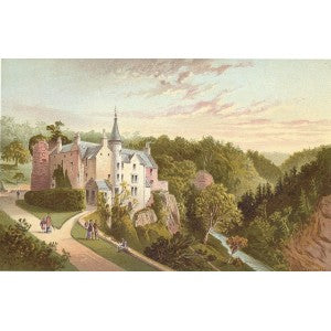Hawthornden Castle Midlothian Scotland antique print