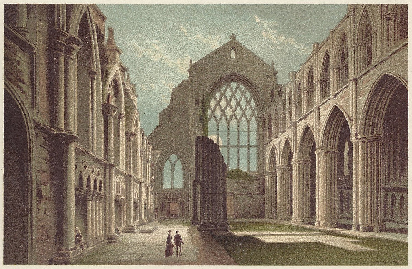 Holyrood Chapel (Interior) Edinburgh Scotland antique print 1889