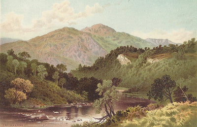 Trossachs Scotland guaranteed original antique print 1889
