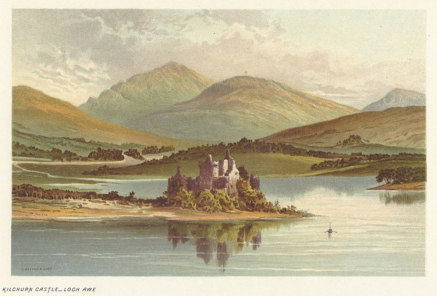Kilchurn Castle antique print Loch Awe Scotland 1899