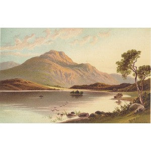 Loch Achray Scotland antique print 1889