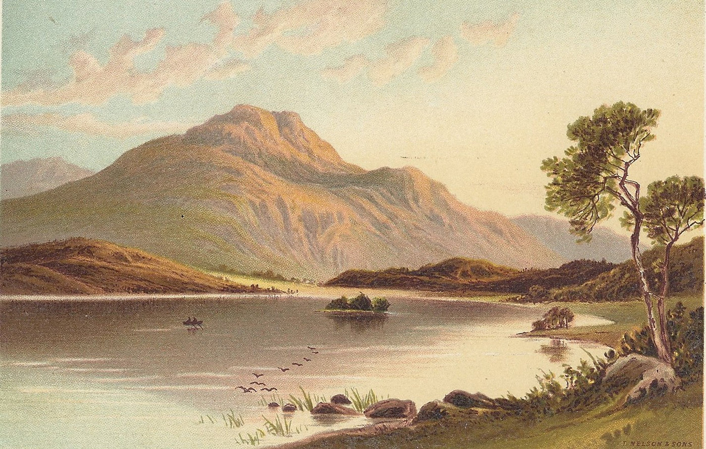 Loch Achray Scotland antique print 1889
