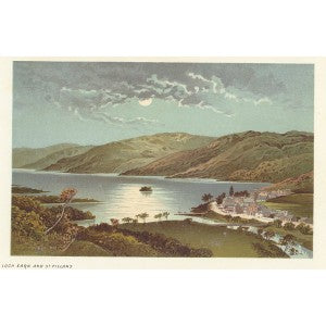 antique print of Loch Earn & St Fillans, Scotland
