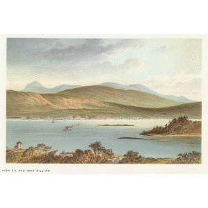 Loch Eil and Fort William Scotland antique print 1889