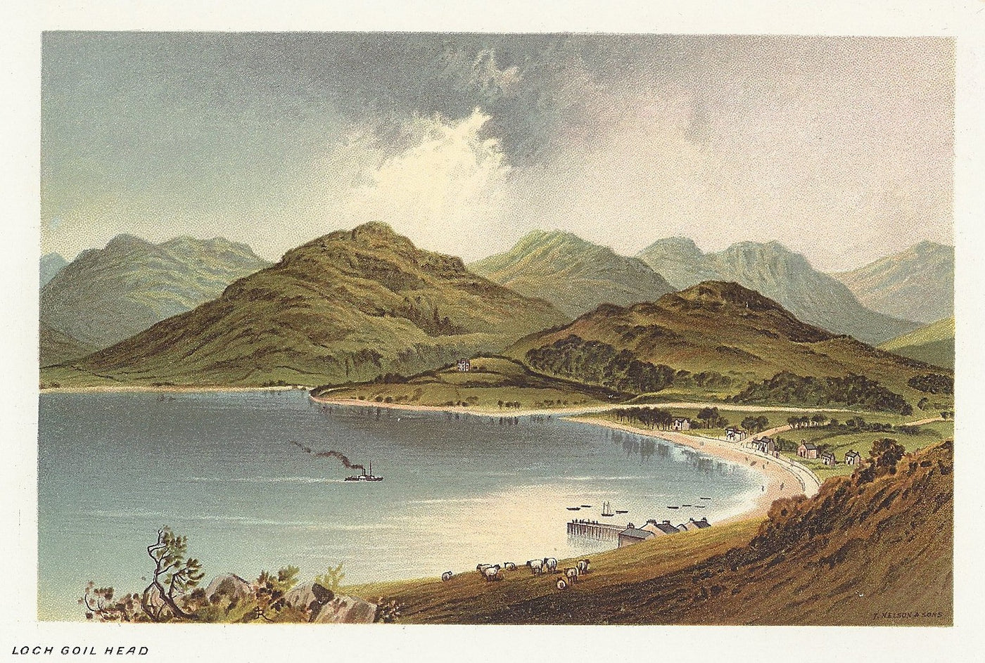 Loch Goil Head (Lochgoilhead) Scotland antique print 1889