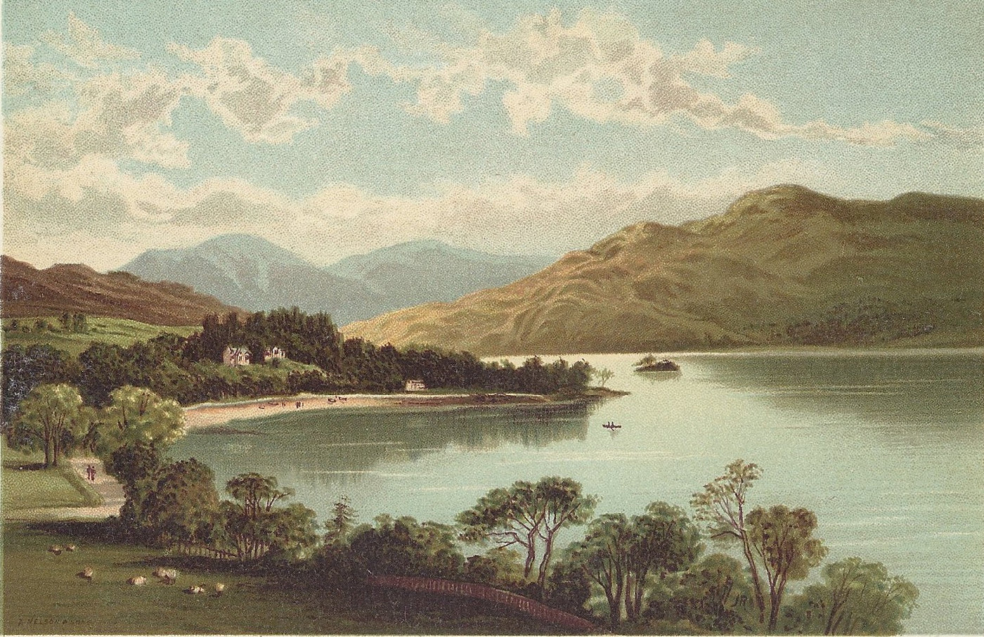 antique print of Loch Lomond at Tarbet Scotland