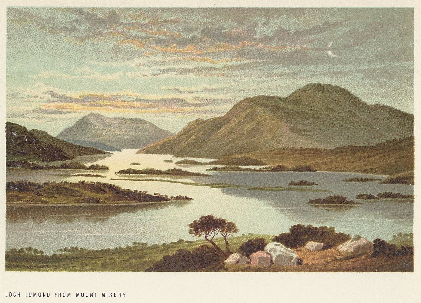 Loch Lomond from Mount Misery Scotland antique print 1889