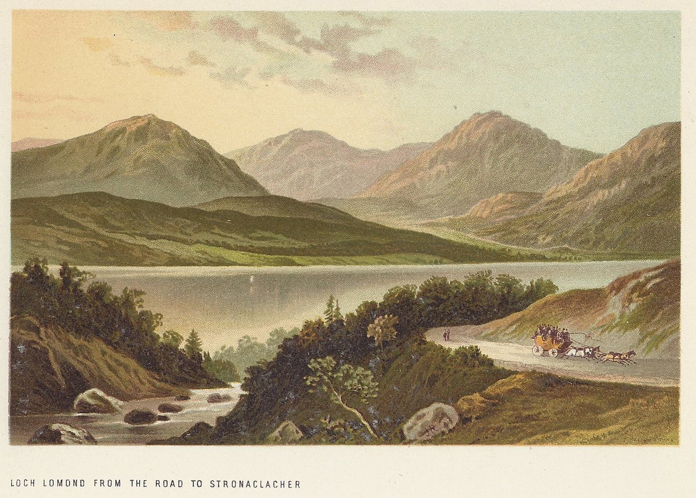 Loch Lomond from Stronaclacher Scotland guaranteed antique print 1889