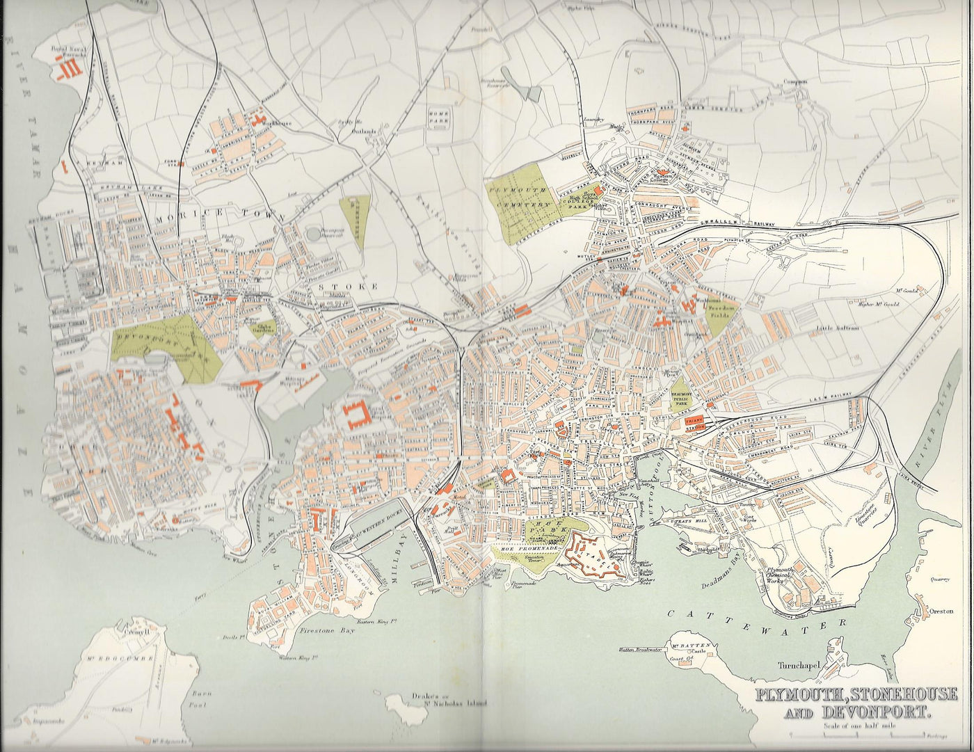 Plymouth Stonehouse Devonport antique map