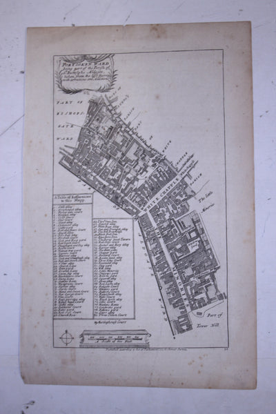 Portsoken Ward City of London antique map 1854