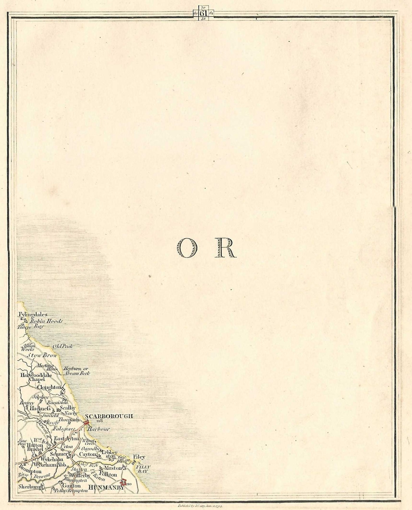 Scarborough North Yorkshire Georgian antique map published 1794