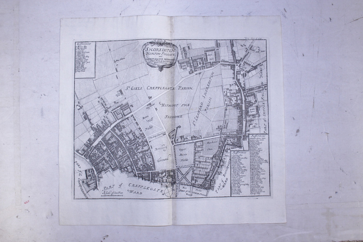 Shoreditch Norton Folgate antique map 1720