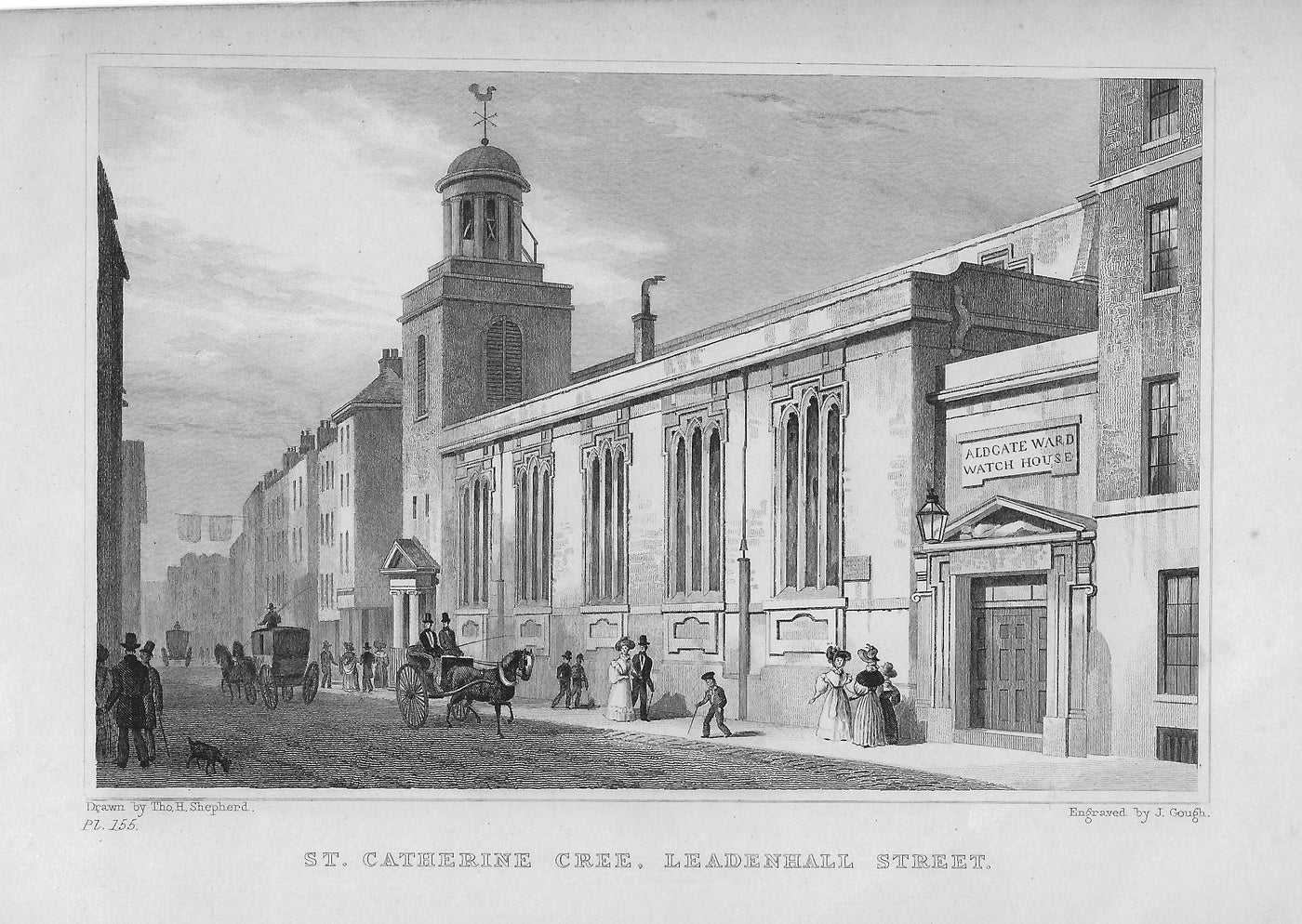 St Catherine Cree Leadenhall Street antique print 1830