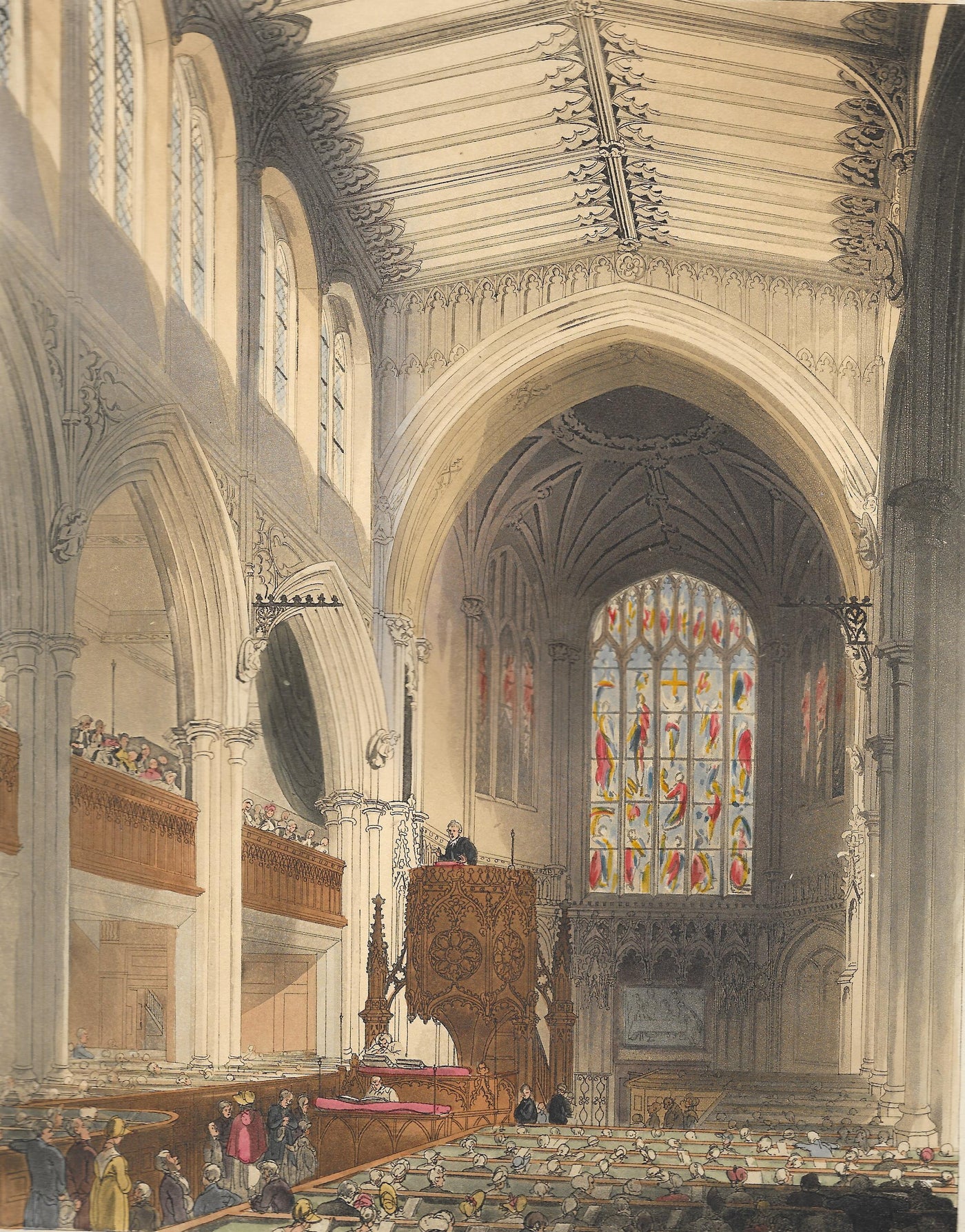 St Margaret's Church Westminster London antique print Ackermann's Repository