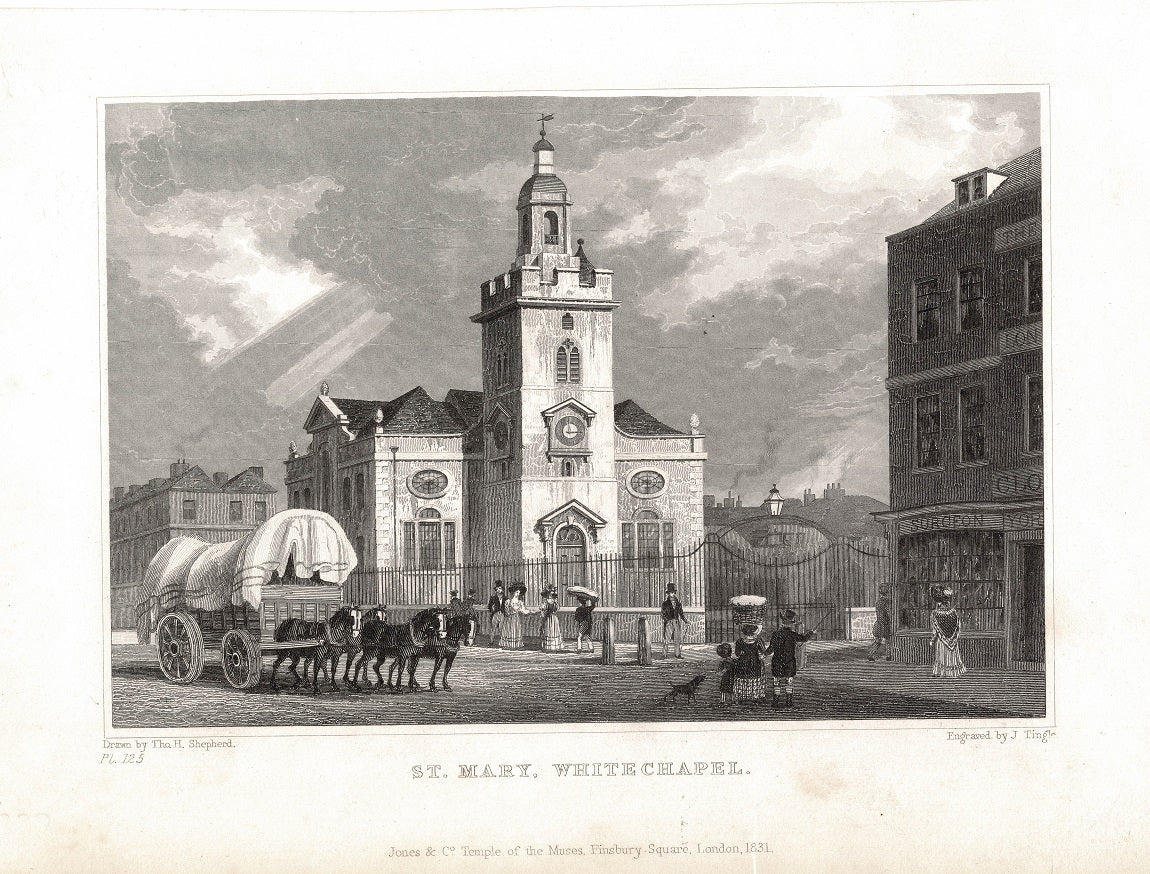 Whitechapel Church antique print published 1831