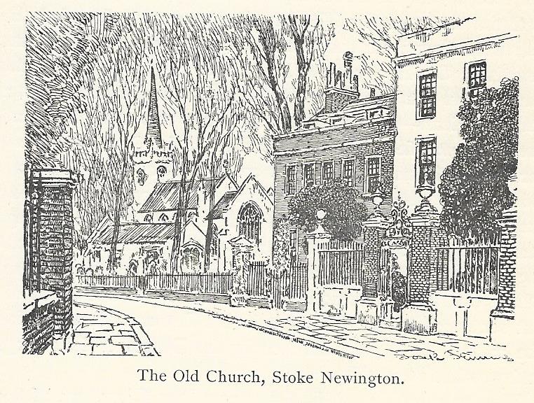 Stoke Newington Old Church Hackney antique print