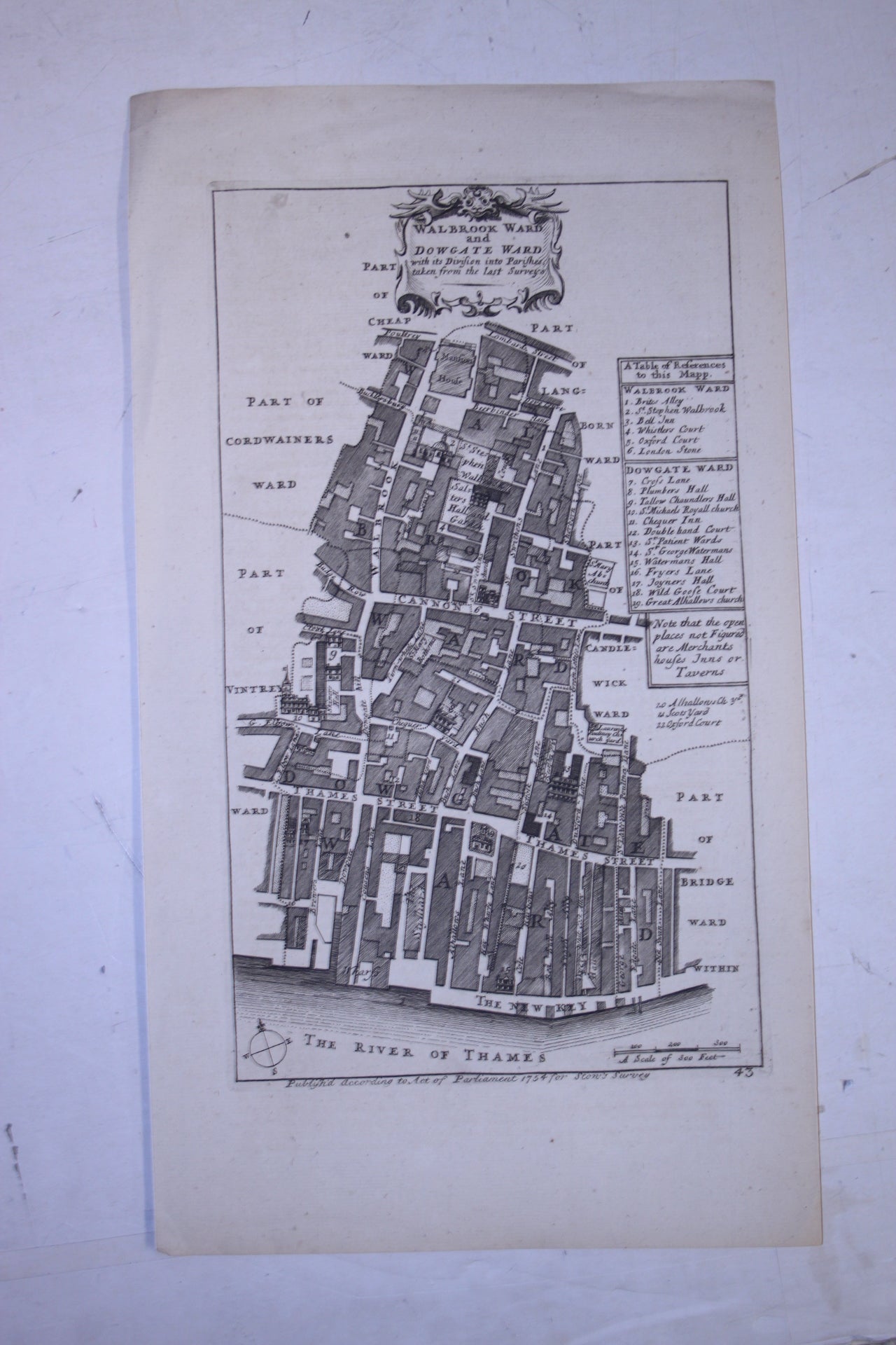 Walbrook Ward Dowgate Ward antique map